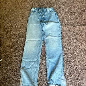 Good American Light Blue button fly High Rise Jeans 4/27